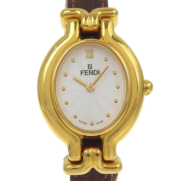 Fendi Women's 640L Gold-Plated Quartz Watch with Analog Display and Silver Dial - Picture 1 of 11